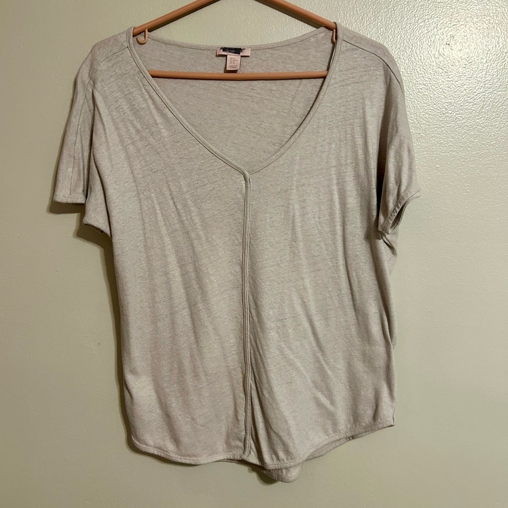 Saint Tropez West Light Gray V-Neck Top